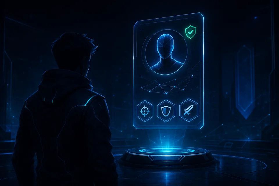 A Vora player profile forming from verified identity and role signals